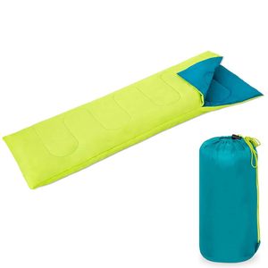 Saco de dormir impermeable ligero para acampar verde/azul resistente al frío (-7 °C A-11 °C) cálido 180x75cm tamaño - Product Image 1