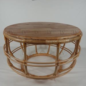 Mesa de centro redonda de mimbre hecha a mano, muebles de madera para sala de estar, muebles de diseño rústico para el hogar, venta al por mayor de Vietnam - Product Image 5