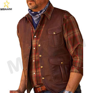 Chaleco de Motociclista Estilo Vintage Premium para Hombre - Chaleco de Cuero Casual con Cuello en V y Botones para Hombre - Product Image 3