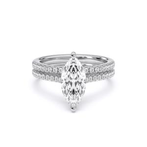 แหวนหมั้นเพชรเม็ดกลม E-F กะรัต/VVS-VS เพชรรูป2.00CT ศูนย์กลางและวงแหวนจับคู่ทำจากเงิน2.56กะรัต - Product Image 1