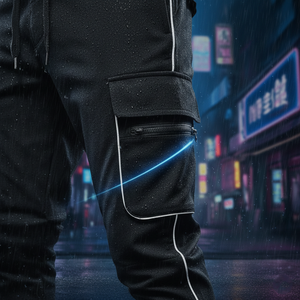 กางเกงจ็อกเกอร์เทคแวร์กันน้ำ ผ้าฝ้ายพรีเมียม 100% แถบสะท้อนแสง 3M แบบกำหนดเอง สไตล์ยุทธวิธี กระเป๋าหลายช่อง ไซเบอร์พังก์ สตรีทแวร์ - Product Image 4