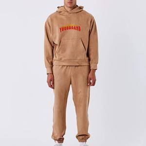 ชุดเซ็ตฮู้ดดี้ซิปเต็มตัวและกางเกงจ็อกเกอร์ผ้าผสมโพลีเอสเตอร์/คอตตอน ป้องกันไฟฟ้าสถิต ลวดลายวินเทจฟอกสี สำหรับผู้ชาย ฤดูหนาว ปักโลโก้ ZY ตามสั่ง - Product Image 1