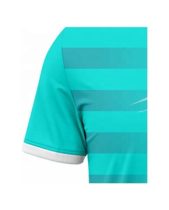T-shirt de sport personnalisé pour homme, turquoise et blanc, 100% coton, manches courtes, col rond, respirant, séchage rapide, coupe classique, jersey 230g - Product Image 4