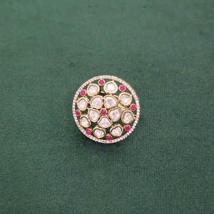 Exportateur de bijoux de mode artificiels en Inde Bague réglable Kundan avec placage Mehndi - Product Image 2