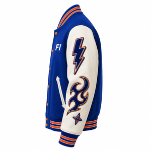 Veste de baseball universitaire personnalisée OEM, style vintage, hip-hop, broderie chenille, patchwork, style décontracté, streetwear, bomber - Product Image 4