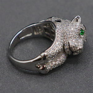 Meilleures ventes : Bague unisexe en argent S925, design léopard classique vintage exagéré, avec morganite certifiée et sertissage pavé, pour mariage - Product Image 4