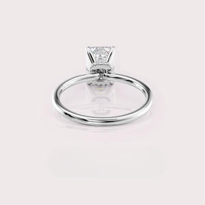 IGI Certified Emerald Shape Lab Created Diamond Engagement <b>Ring</b> Solid 925 Sterling Silver Hidden Halo Bridal <b>Ring</b> - Product Image 3