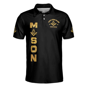 Polo de hombre Freemason Father of All Golden Line personalizado de alta calidad, Polo de manga corta hecho a medida para hombre - Product Image 5