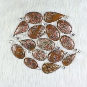 สร้อยคอแจสเปอร์ unakite ธรรมชาติคุณภาพสูงจี้เงินอัญมณีขนาดใหญ่ชุบด้วยเงินเครื่องประดับหนามเตยที่น่าดึงดูดการตั้งค่าเสน่ห์ - Product Image 1