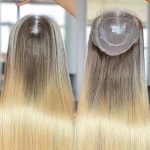 Peluca Mini de Encaje Completo SHY 2024, Cabello Remy 8*8, Color Rubio Ceniza con Reflejos, Ondulado, para Mujer - Product Image 1