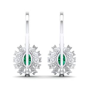 Pendientes de Oro de 14K con Esmeralda de Corte Ovalado de 0.73 Quilates y Diamantes, Joyería Fina de Lujo Personalizada REYES, Pendientes Colgantes para Mujer - Product Image 4