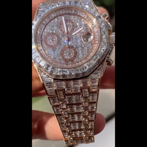 Relojes de Lujo al por Mayor con Cuarzo Cuadrado y Moissanita |   Reloj de Pulsera con Esfera de Cristal, Diseño de Esqueleto, Estilo Presidencial, con Incrustaciones de Diamantes VVS - Product Image 2