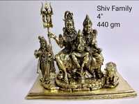 Statue traditionnelle en laiton du Dieu Shiva, idole familiale Shiva Parvati et Shivling, décoration religieuse artisanale