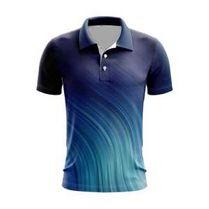 Polo personnalisé pour homme en polyester à sublimation intégrale, respirant et extensible, motif uni foncé - Product Image 5
