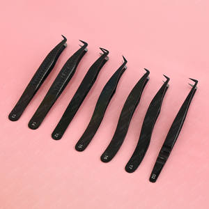 Pinzas de pestañas antideslizantes y antifatiga de alta calificación, pinzas de acero quirúrgico con ángulo de 45 grados, agarre de Punta puntiaguda de fibra - Product Image 3