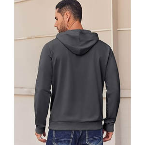 Sweat à capuche pour hommes à manches longues décontracté velours côtelé pull à capuche avec poche - Product Image 2
