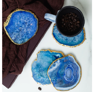 Personalized Tableware Accessories Agate <b>Coaster</b> With <b>Gold</b> Electroplated Agate Slice at Wholesale Price with Premium Quality - Product Image 2