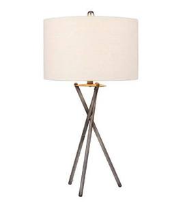 Royal Vintage Three-Legged Metal Table <b>Lamp</b> with White Fabric Shade Tall Standing Living Room Office Decorative Side <b>Lamp</b> - Product Image 1