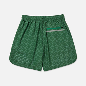 Pantalones cortos para correr con patrón verde para hombre con cordón, pantalones cortos deportivos ligeros de secado rápido para gimnasio, dobladillo curvo, ropa deportiva transpirable - Product Image 2