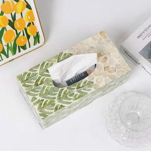 Boîte à mouchoirs de luxe avec incrustation de nacre, étui rectangulaire en coquillage fait à la main pour table à manger et chambre d'hôtel, fabriqué au Vietnam - Product Image 6