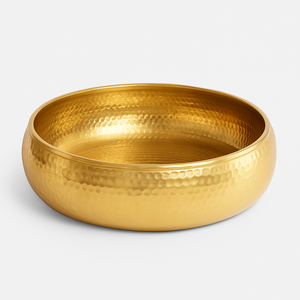 Bol en métal doré martelé |   Bol décoratif vintage en alliage d'aluminium fait main, durable, lavable, pour mariage et décoration intérieure, Global Aura - Product Image 1