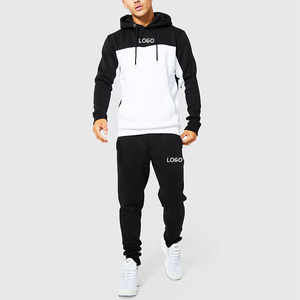 Traje de jogging Logotipo personalizado Algodón de rizo francés Bloque de color en blanco Chándal Al Aire Libre Peso pesado Unisex Pantalones de chándal Sudadera con capucha Conjunto para hombre - Product Image 2