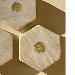 Modern White <b>Marble</b> <b>Coasters</b> Quality Stone <b>Coaster</b> Pads Hexagon Shape Personalized Wholesale Good Quality Stone <b>Coaster</b> Mats Hot - Product Image 4