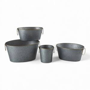Jardinières ovales en métal galvanisé foncé, style industriel et rustique, pour la décoration intérieure et l'utilisation en extérieur dans les jardins. - Product Image 5