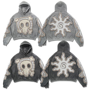 Sudadera con Capucha Vintage Desgastada con Lavado Ácido para Hombre, Logotipo Bordado Personalizado, Estilo Urbano, Felpa Francesa de Algodón para Invierno - Product Image 5