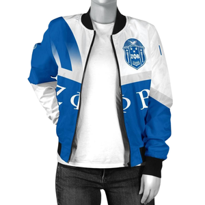 Chaqueta de Satén Zeta Phi Beta para Mujer, Premium, Estilo Griego de 1920, Ropa de Hermandad, Azul y Blanco, Bordado con el Escudo ZPB, Diseño Universitario - Product Image 5