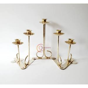 Brass <b>Candelabra</b> Unique Design <b>Gold</b> Color 5 Arms Deluxe Quality Tabletop <b>Candelabra</b> Medium Size Candle Jar For Wholesale Supply - Product Image 2