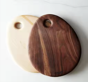 Planche à découper double face ronde de comptoir de cuisine en bois naturel pour hacher de l'Inde - Product Image 5