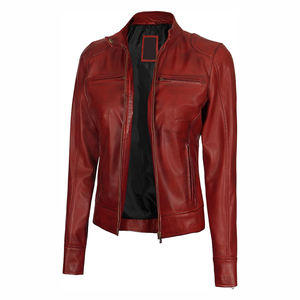 Chaqueta de Cuero para Mujer, Elegante, Hecha en Fábrica, 100% Cuero Puro, de Alta Calidad, Transpirable, de Lujo - Product Image 1