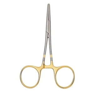 Fórceps hemostáticos de pesca con atado de moscas de medio oro, fórceps de pesca de tamaño personalizado de acero inoxidable alemán de 5" - Product Image 6