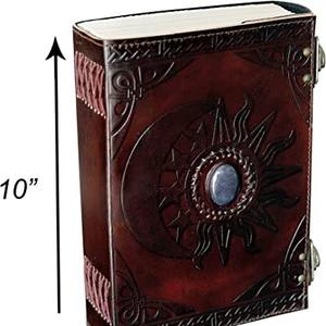 Soleil et lune en cuir gaufré avec une belle pierre bleue Journal agenda planificateur organisateur carnet de croquis - Product Image 3