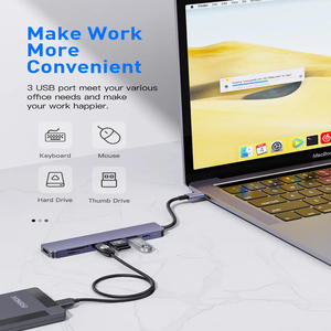 Hub USB-C Porodo 7 ports avec 4K pour interface HDMI et double USB-A 3.0 Produit en stock - Product Image 5