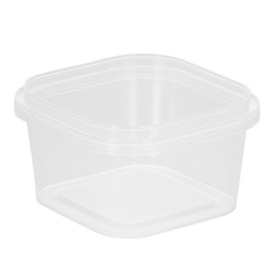 Premium Quality Italian Plastic Recyclable Square Can 360ml ice cream jar OEM Customized pp plastic jar