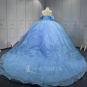 Jancember LSMU126 <span class=keywords><strong>Abito</strong></span> <span class=keywords><strong>da</strong></span> <span class=keywords><strong>Sposa</strong></span> di Lusso Blu in Tulle, Vestito <span class=keywords><strong>da</strong></span> Ballo con Glitter, <span class=keywords><strong>Abito</strong></span> Formale - Product Image 2