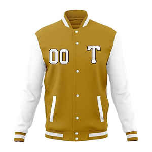 Premium Letterman Baseball School College Bomber Varsity Jacket pour hommes Veste à manches en cuir véritable violet et or personnalisée - Product Image 2