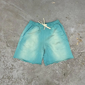 กางเกงขาสั้นผ้าฝ้ายสไตล์วินเทจผ้าซับเหงื่อตัดขอบเอวขนาดกลางพร้อมลวดลายตกแต่ง - Product Image 4