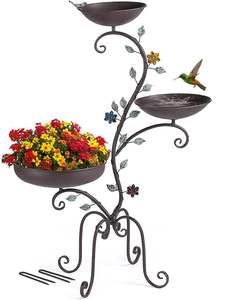 Antiguo jardín hierro enrejado pájaro baño y comedero para la decoración del jardín - Product Image 1