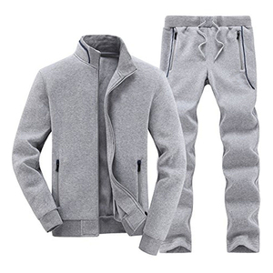 Vente en gros de vêtements de sport pour hommes de nouveau style ensemble de survêtements coupe ajustée de couleur unie séchage rapide grande taille 100% coton matériel hiver adultes - Product Image 4