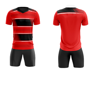 Vente en gros personnalisé séchage rapide maillot de football à bas prix rouge et noir ensemble complet uniforme de football vêtements de football - Product Image 2