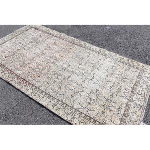 พรมตุรกี ขนาด 4.5x8.6 ฟุต พรมวินเทจ พรมขนสัตว์สีขาวล้วน - Product Image 4