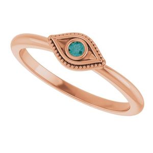 Anillo Apilable Stuller de Oro de 10k con Diseño de Ojo Turco y Piedra Turquesa de Corte Marquesa, Chapado en Platino y Rodio de 14k, para Uso Diario - Product Image 5