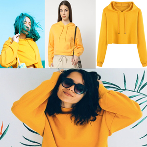 Sudaderas con Capucha Personalizadas de Algodón/Poliéster de Felpa para Mujer, Diseño Corto, Cuello con Capucha Grueso, para Invierno - Product Image 6