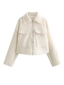 Vêtements pour femmes 2024 hiver français design de mode sens mode polyvalent fermeture éclair décoration imitation cuir veste veste - Product Image 6