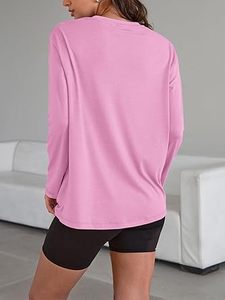 T-shirts à manches longues pour hommes en coton 100% à carreaux de couleur rose, taille plus, personnalisés, de haute qualité, double couche, respirants - Product Image 4