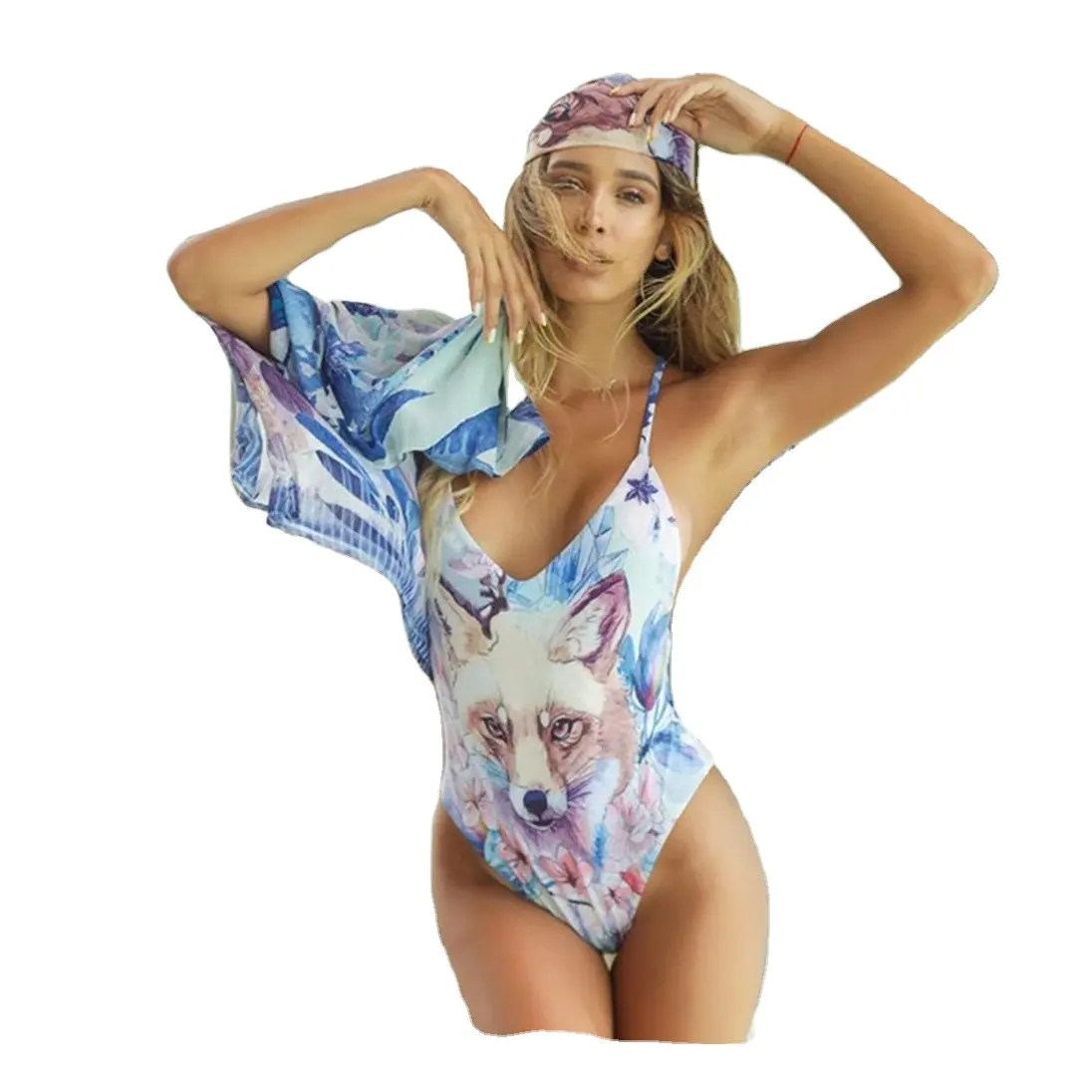 Traje de baño mujer moda tropical floral hoja estampado traje de baño gran oferta bikini sexy al por mayor en existencias