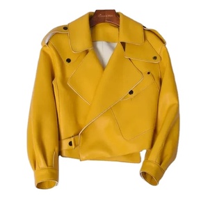 Yeni varış yüksek kaliteli kadın gerçek koyun derisi Biker ceket moda uzun Coat ayrılabilir kürk örme boyalı gerçek deri